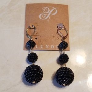 Black ball earrings